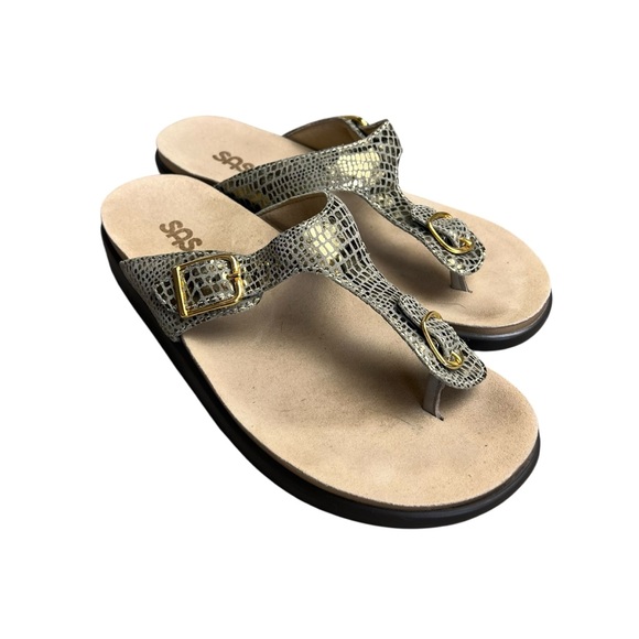 SAS Sanibel T-Strap Slide Comfort Sandals in Olive Gold 8.5 - Picture 2 of 6